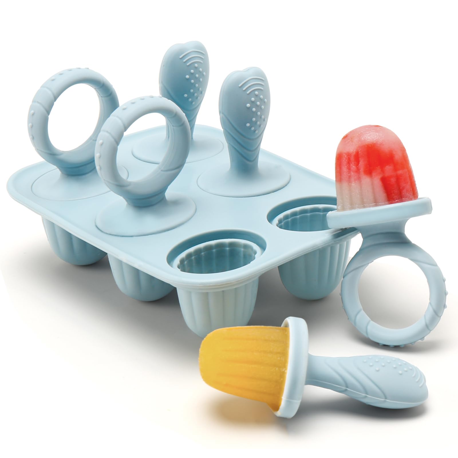 Silicone baby popsicle molds with sticks product with stackable design