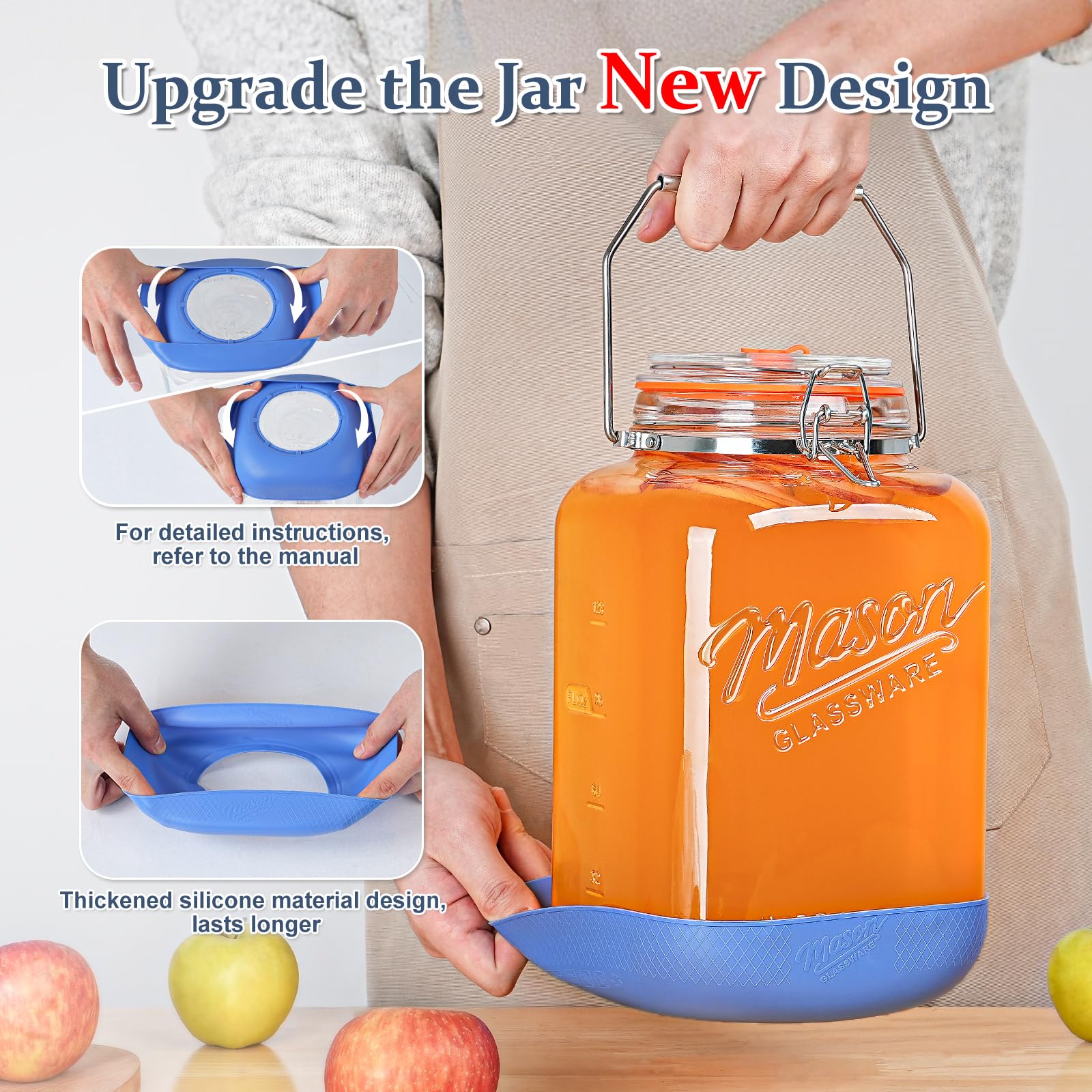 Durable glass fermentation jars for sauerkraut and starter