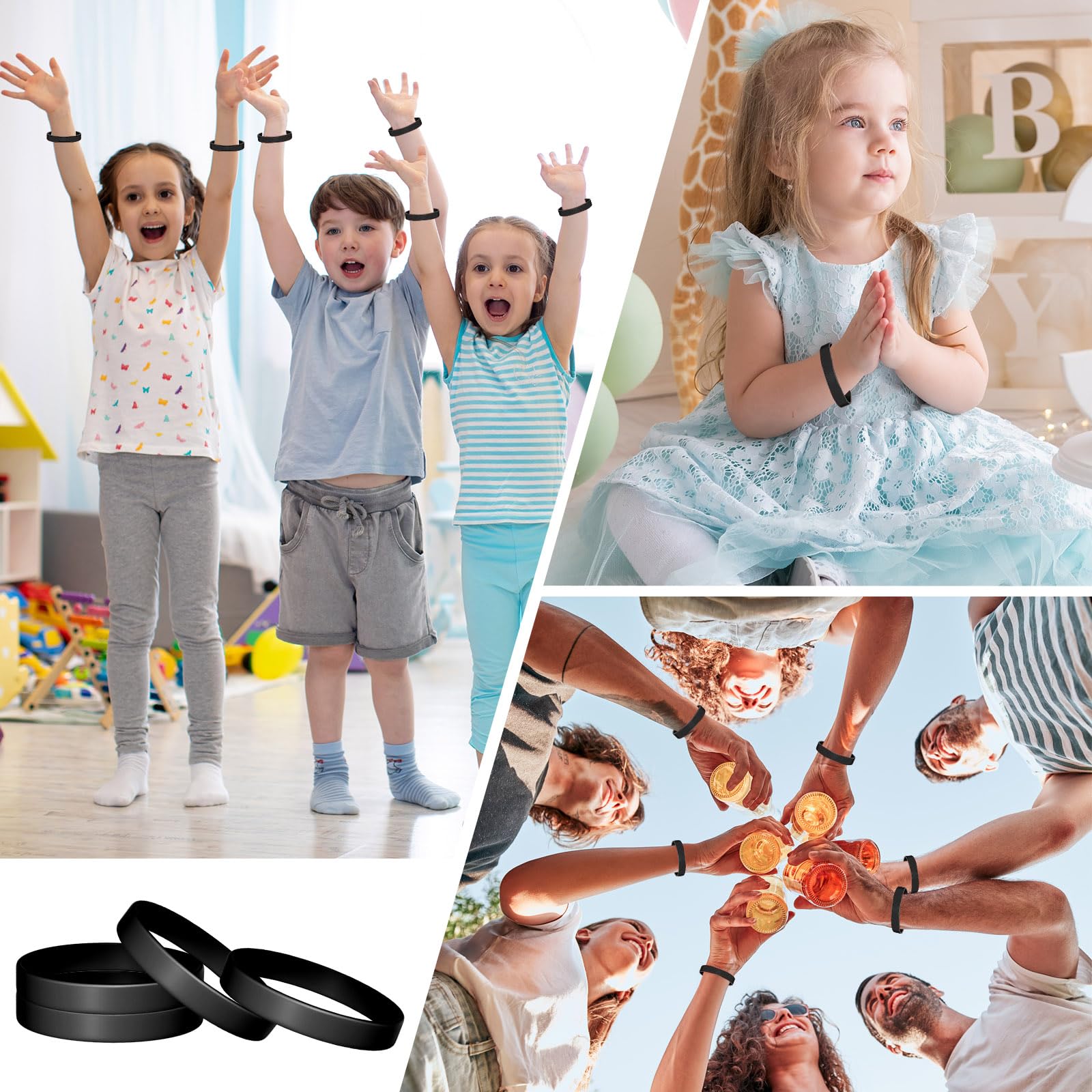 Silicone bracelets 0.5 inch width Morcheiong black image