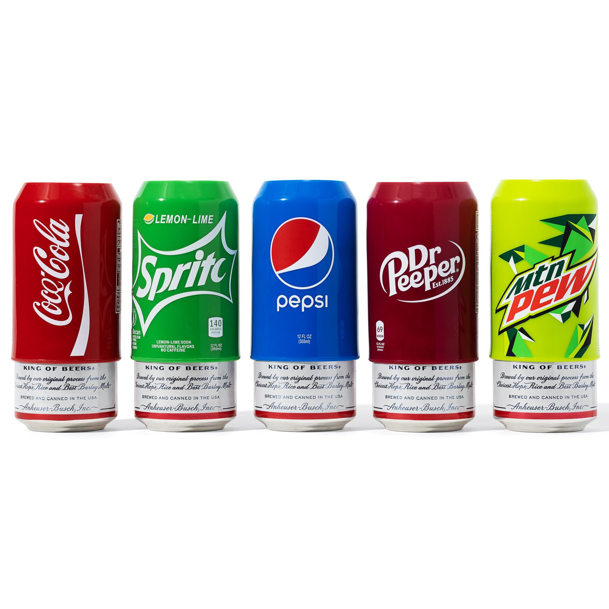 Pack of five silicone can covers for standard 12 oz cans