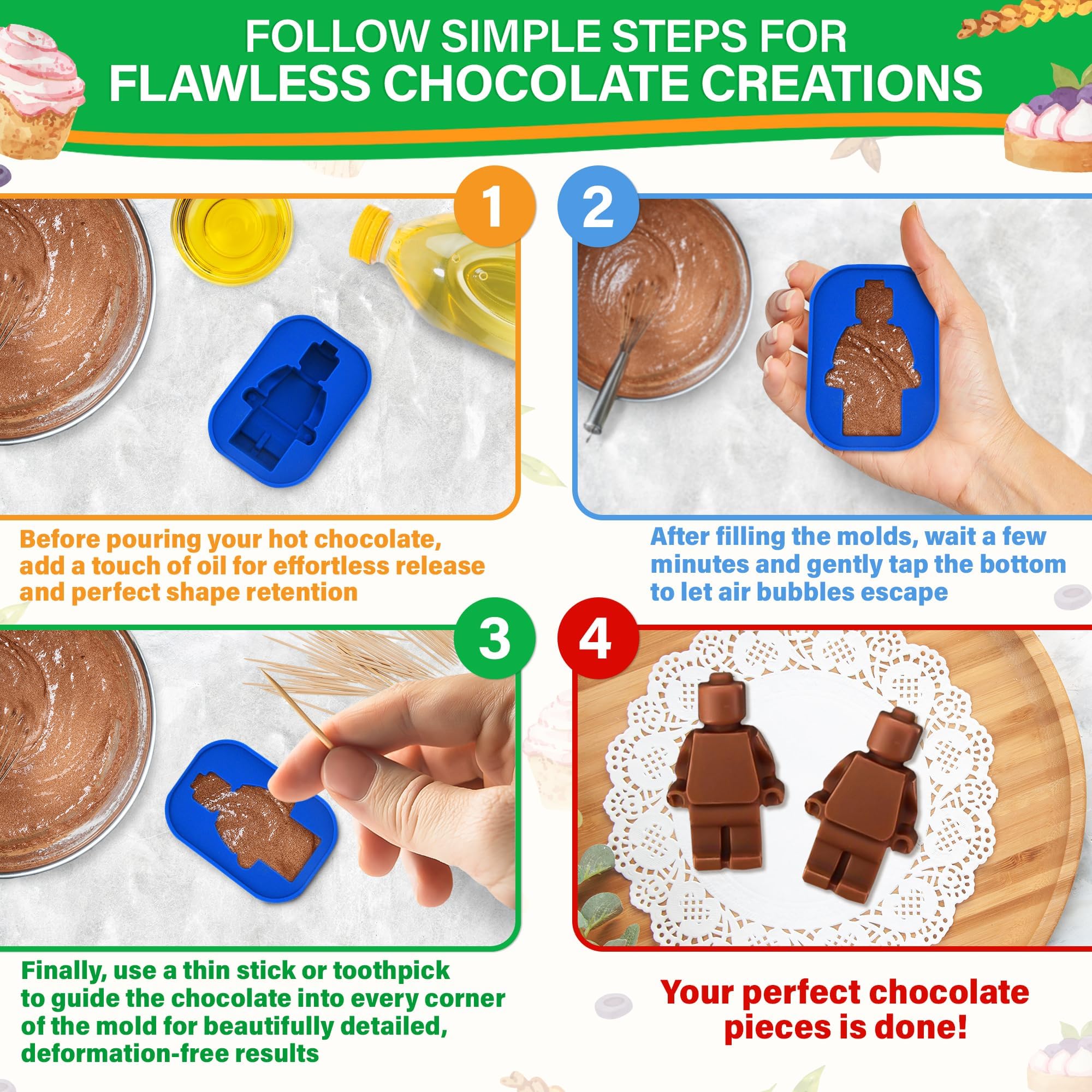 Six piece silicone mold set for chocolate candy