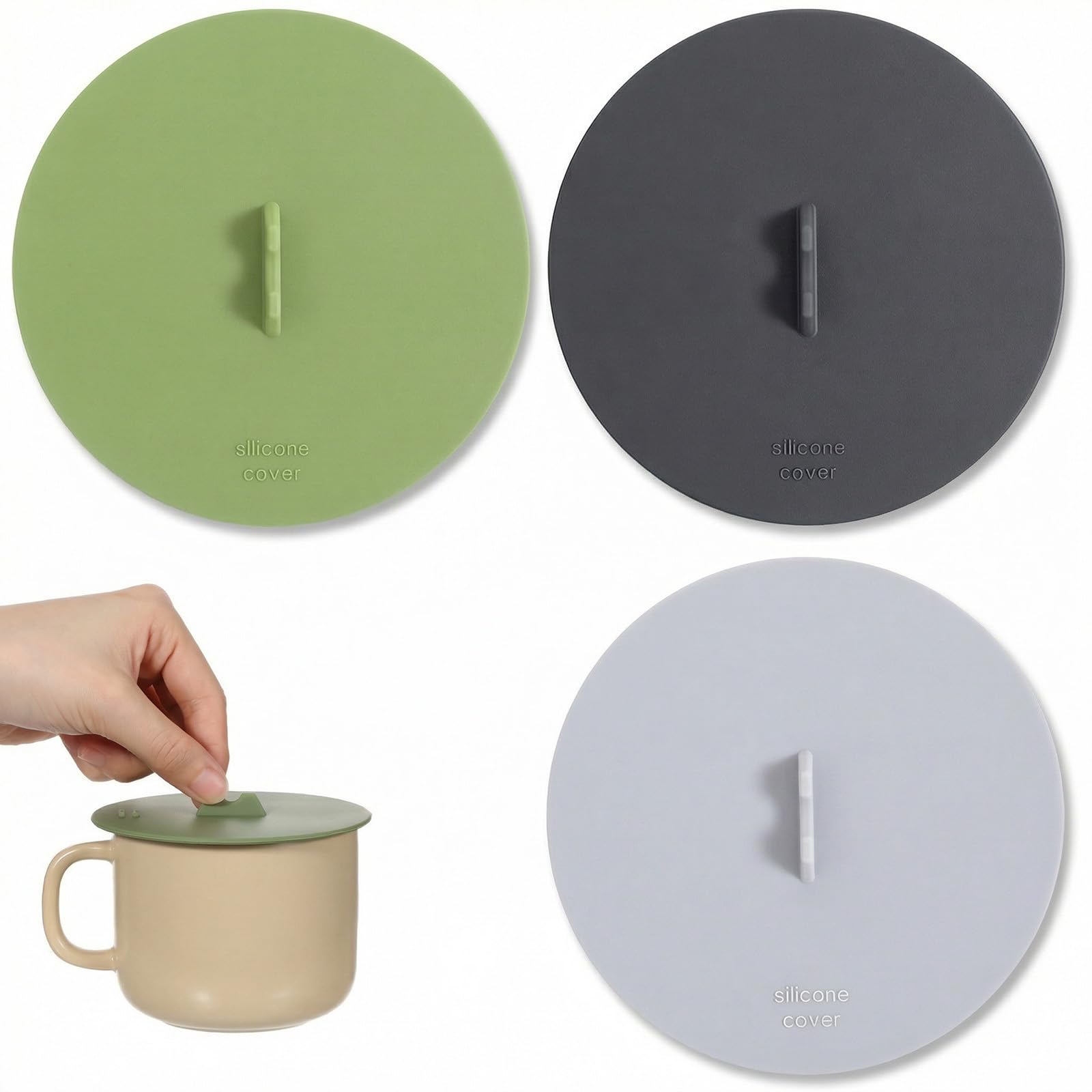 3 pack silicone cup covers in matcha green gray and black