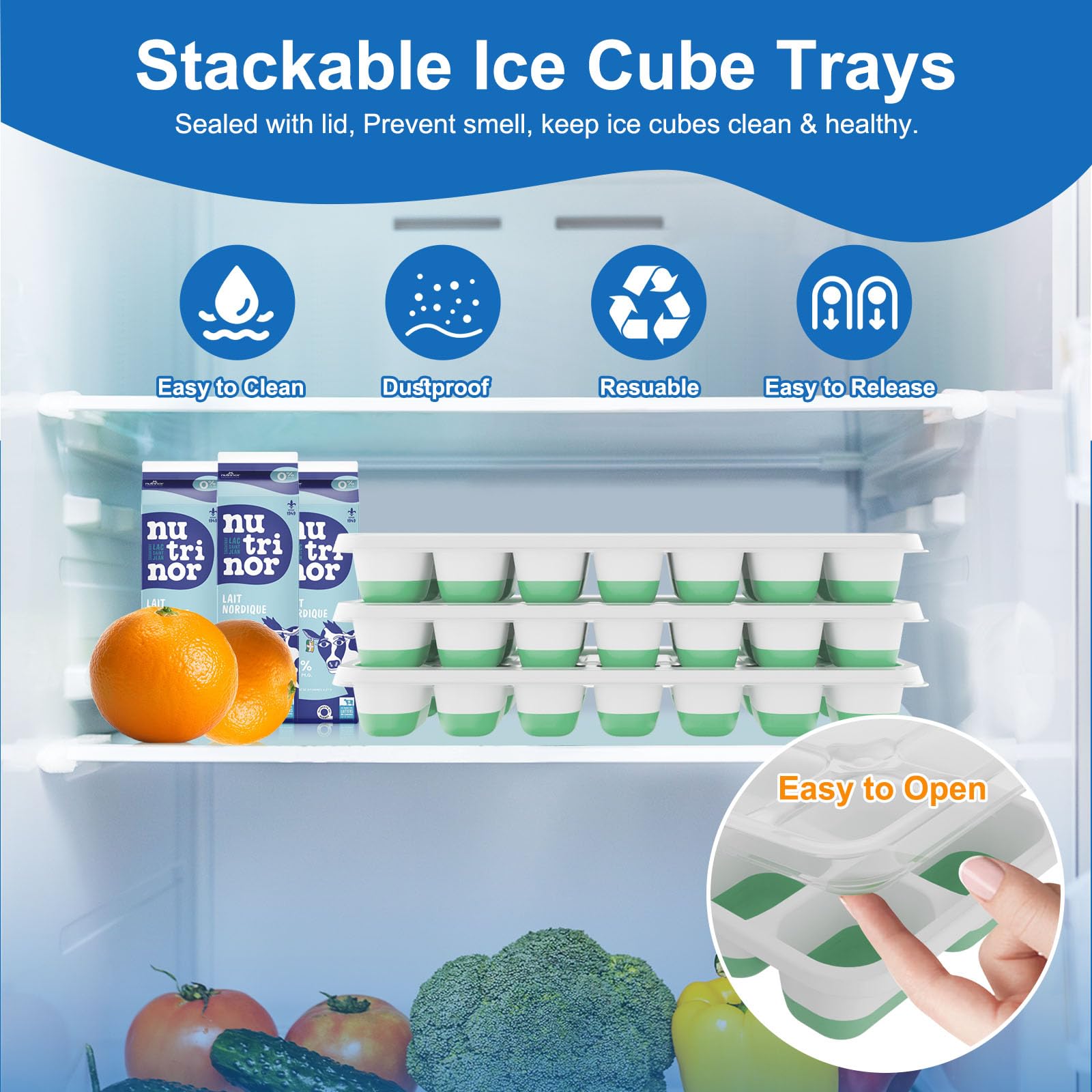 stackable ice cube molds for freezer
