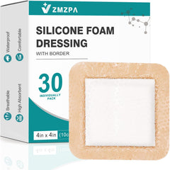 30 packs per box silicone foam dressing 4x4 border