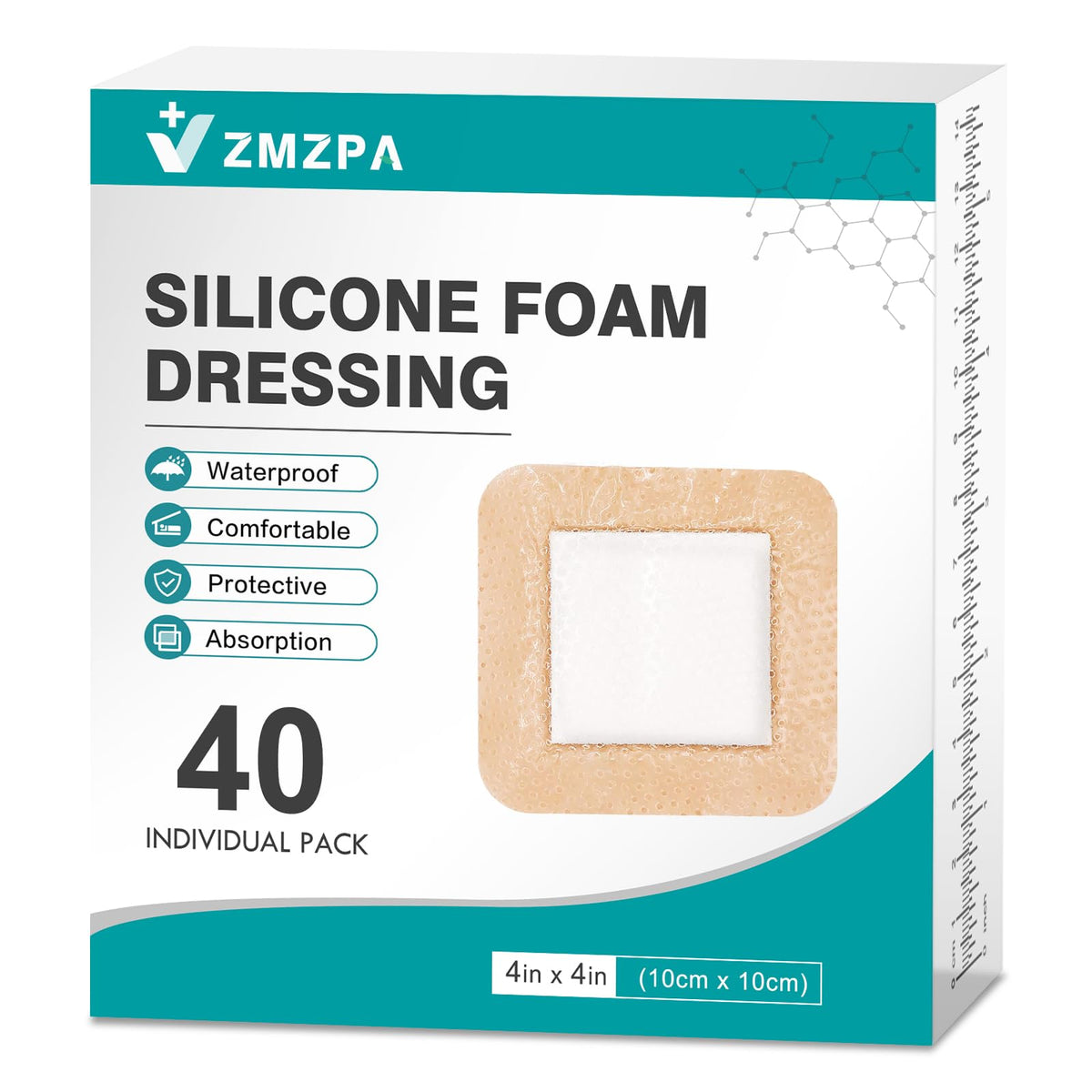 silicone foam dressing 4x4 40-pcs box packaging