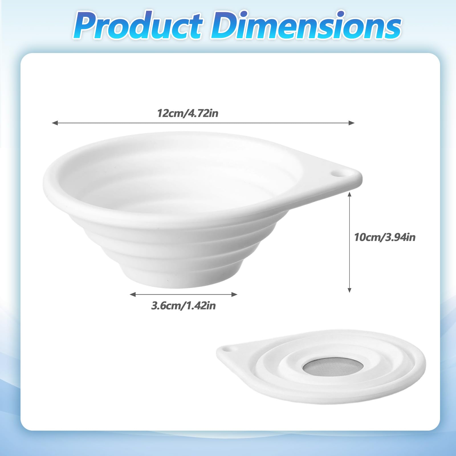 White silicone funnel with stainless steel mesh for filtration