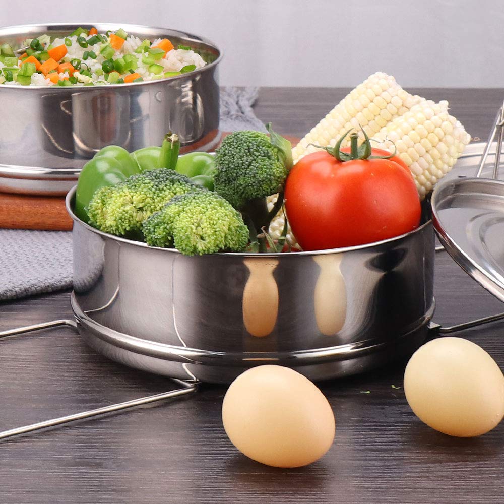 Two-tier stainless steel steamer insert pans 18/8 steel