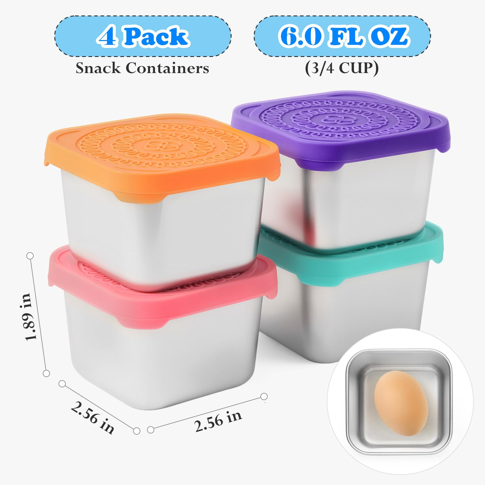 leak-proof snap lid on metal snack container