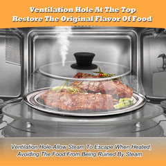 clear glass microwave cover with easy grip silicone handle