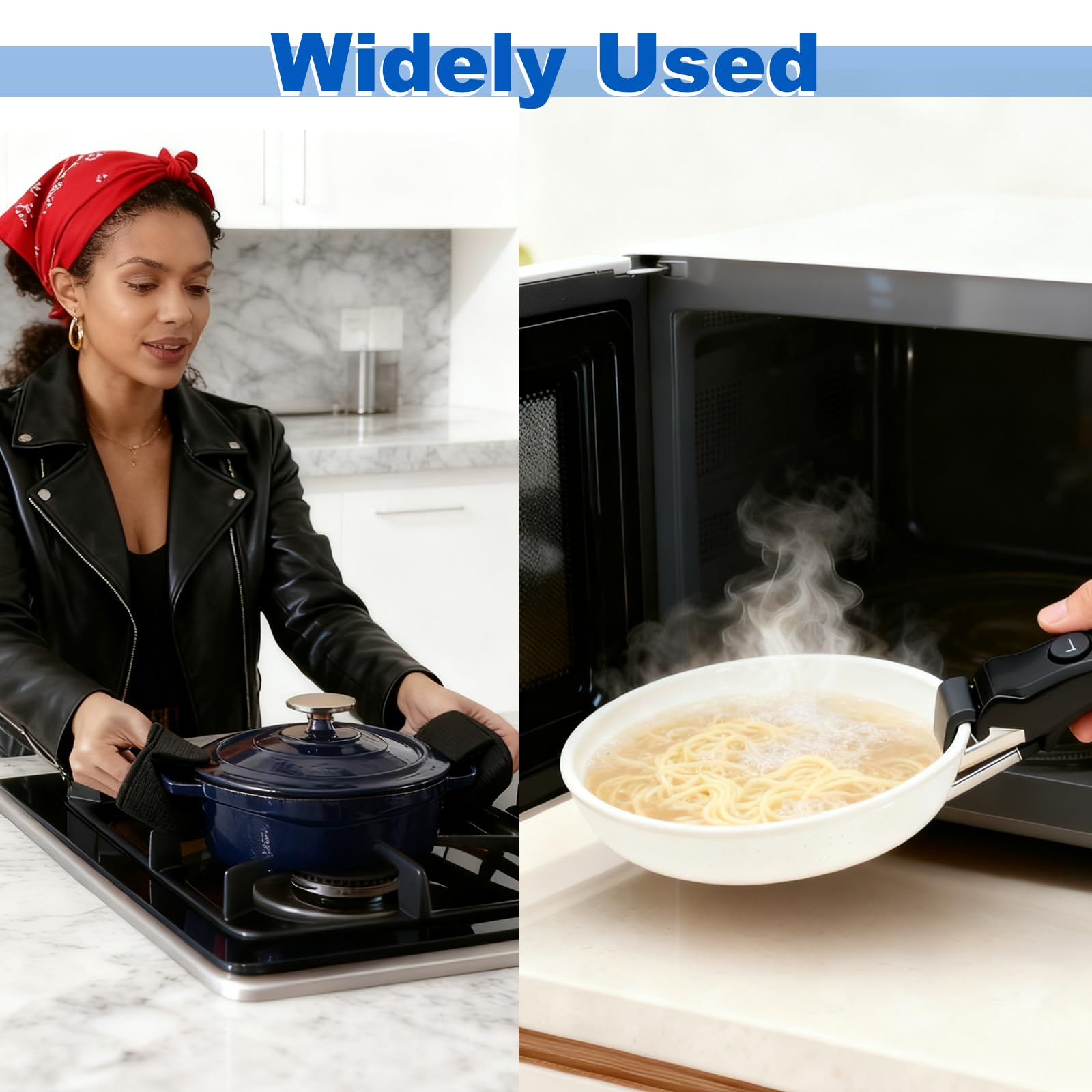 Two heat resistant silicone oven mitts included with the kit