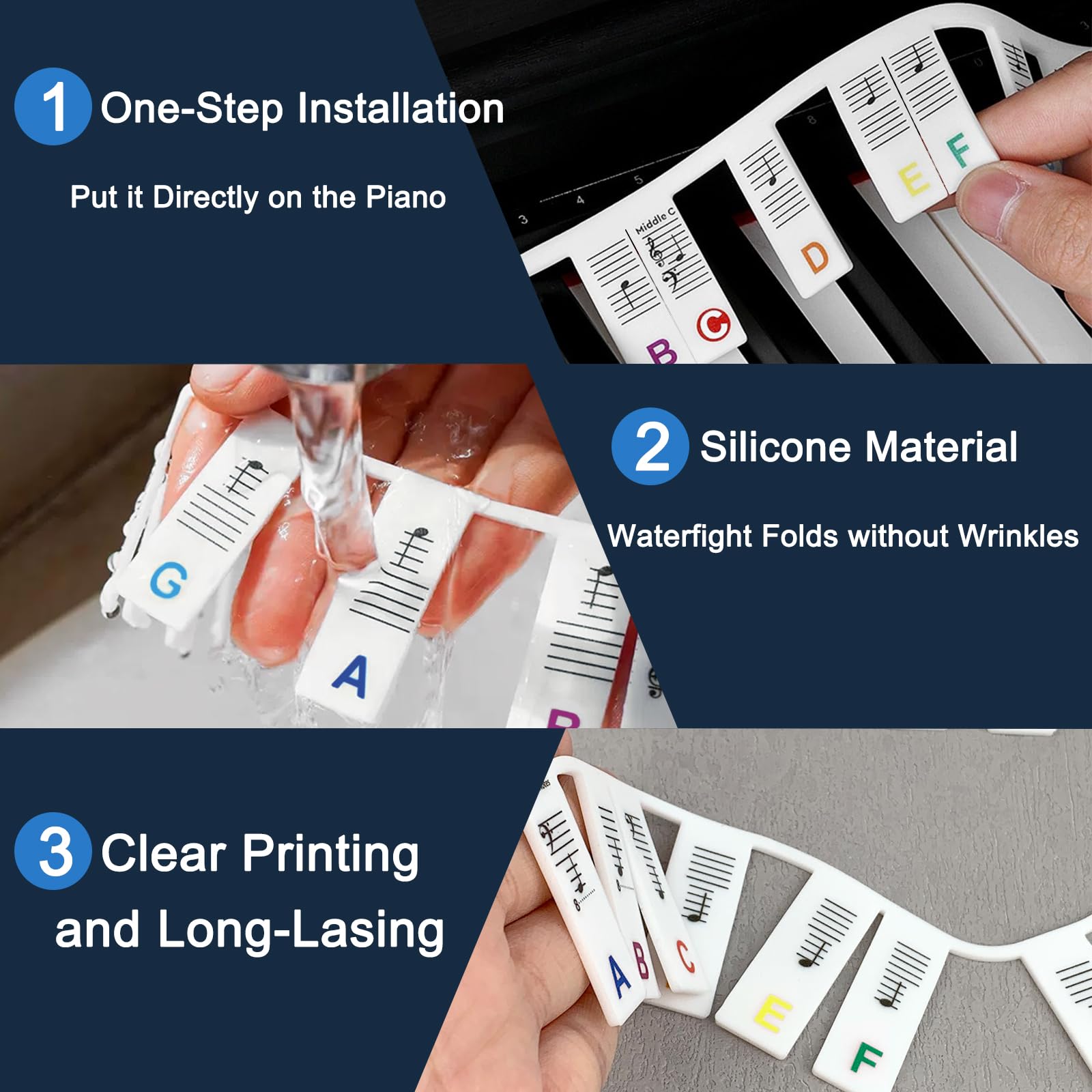 Silicone piano key covers for learning