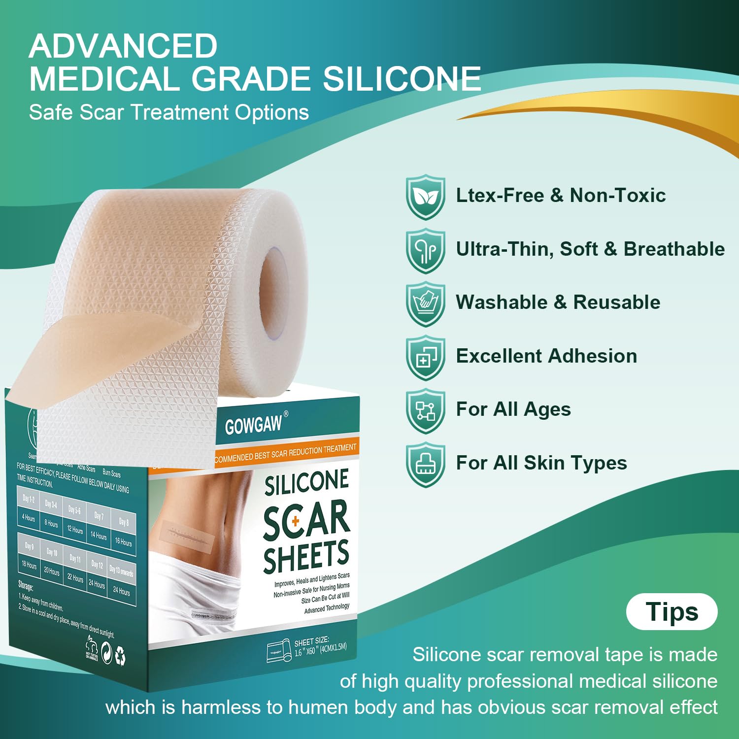 Silicone Scar Tape roll 1.6x60 inches image