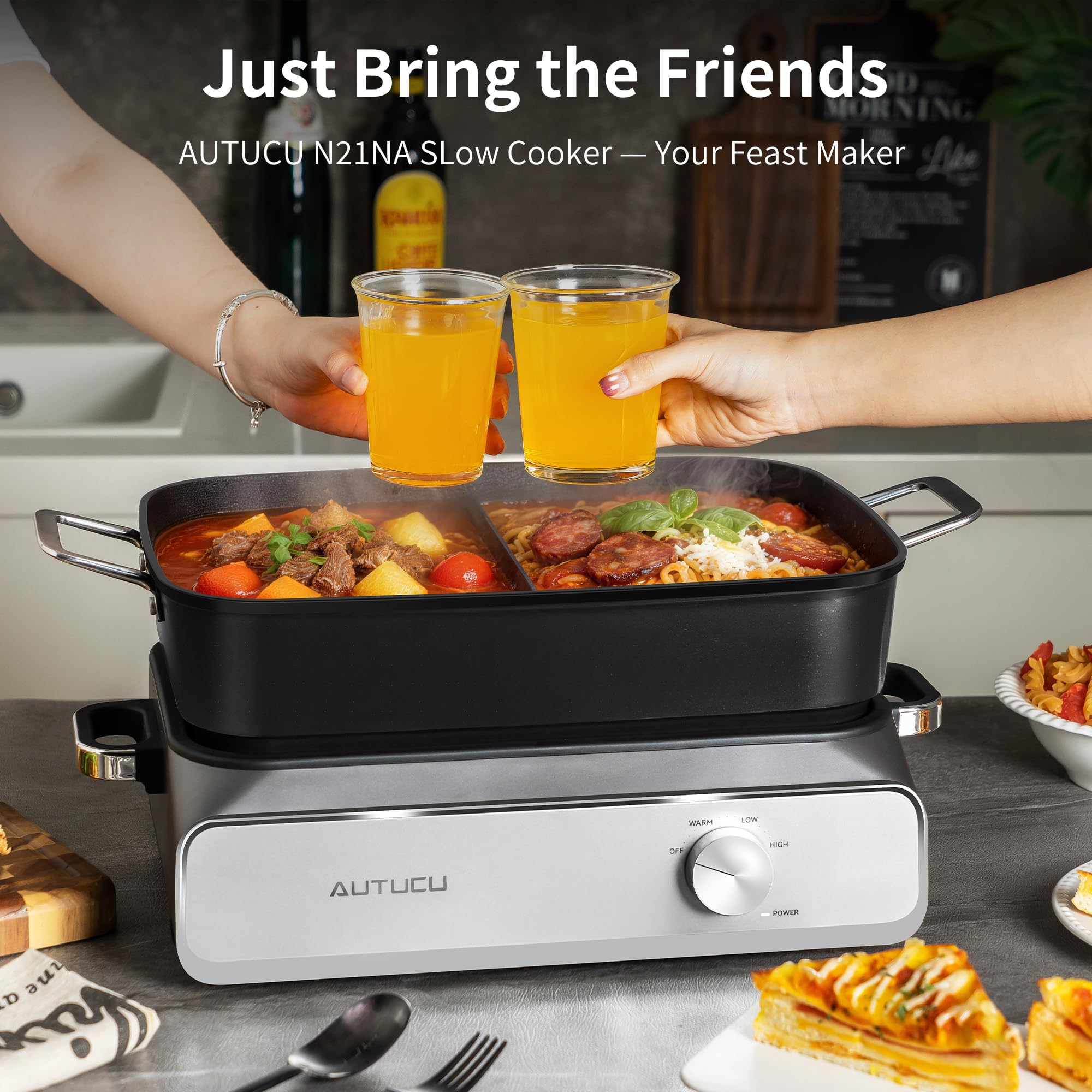 Silicone spoon included with slow cooker
