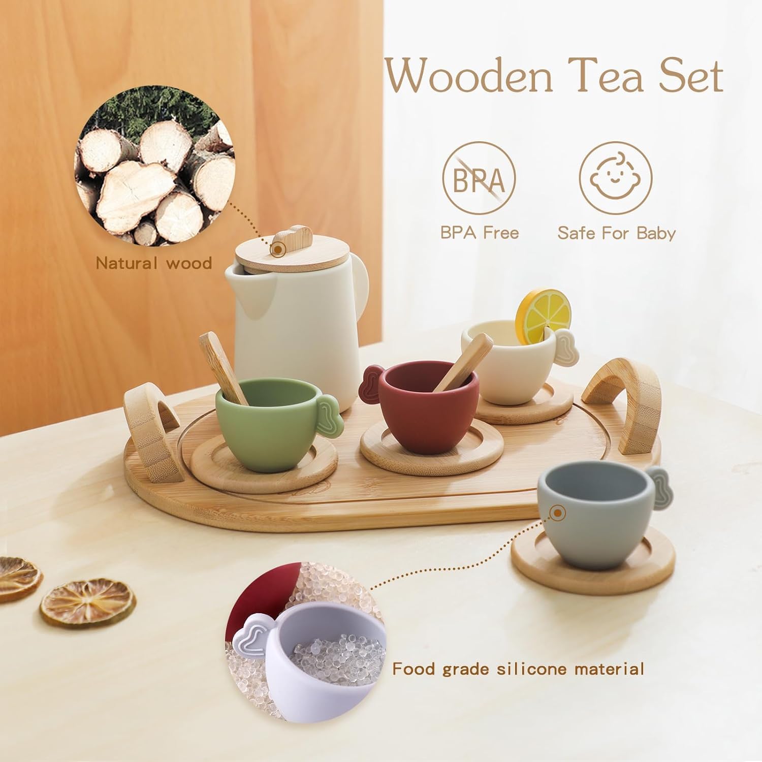 Gift box packaging for Enchanting Wooden Tea Party Set