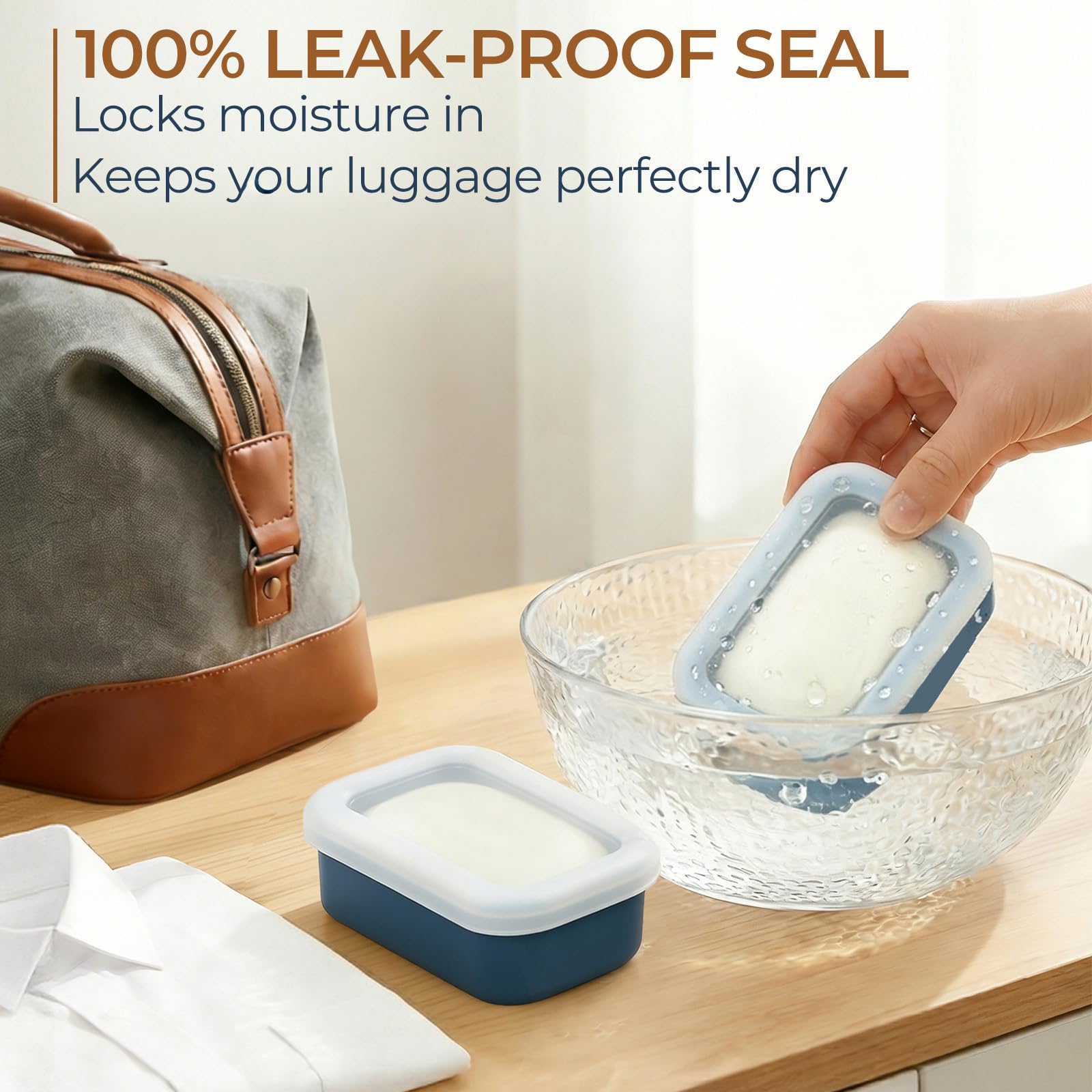 Travel soap case with 4.8 x 3.3 x 1.7 inches size