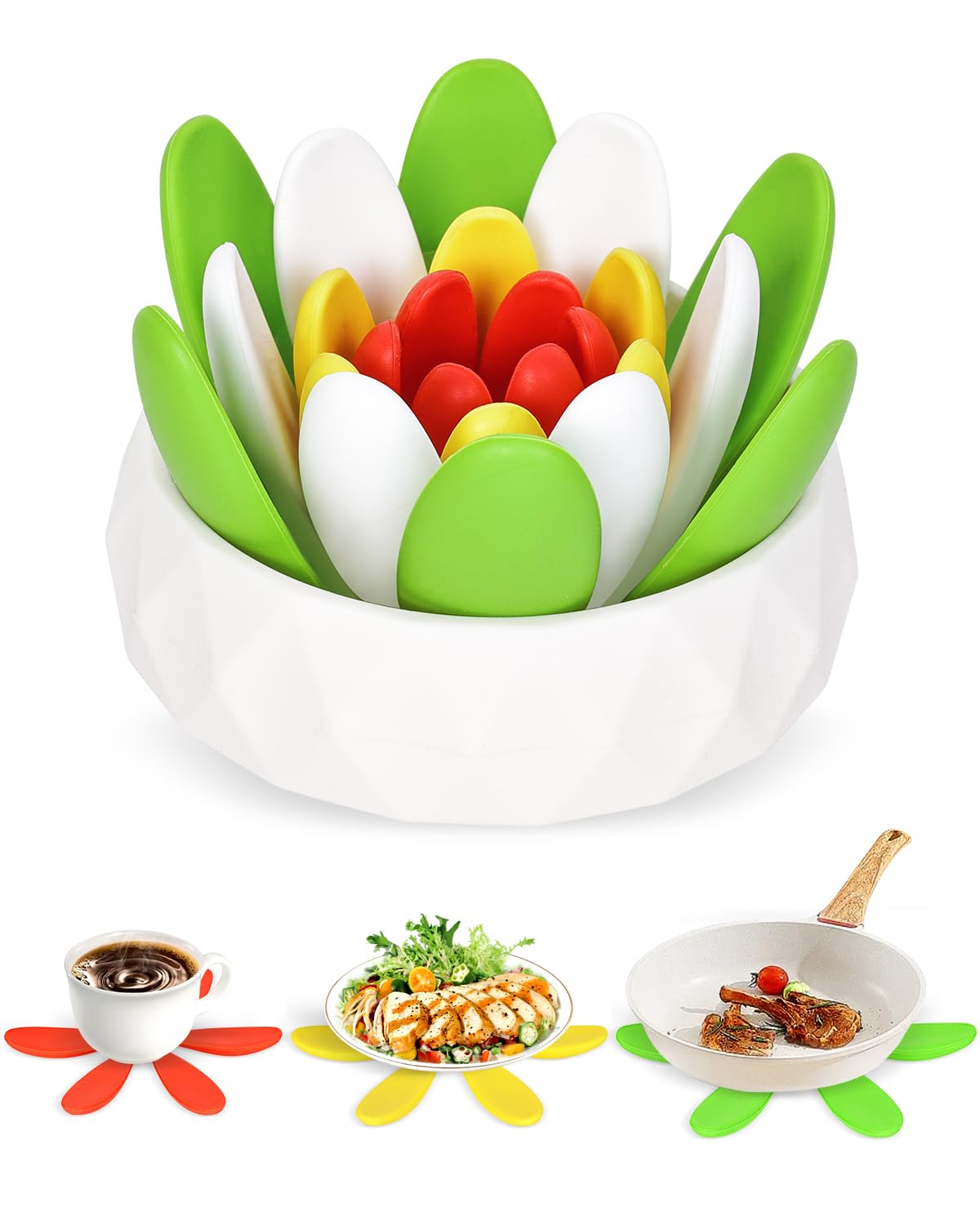 Silicone Trivets for Hot Dishes succulent design close up