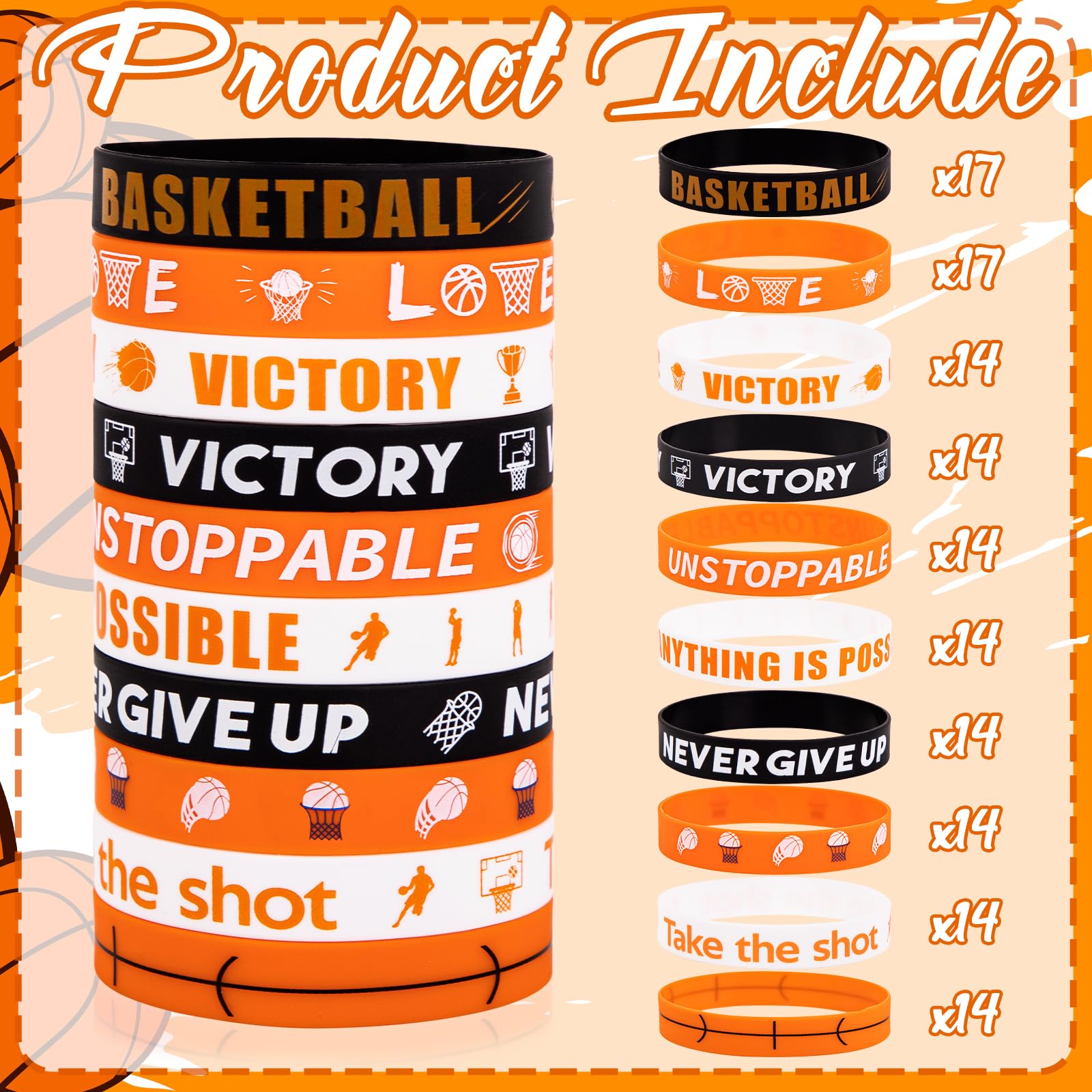 Sports themed silicone bracelets Moon Boat 144pcs set