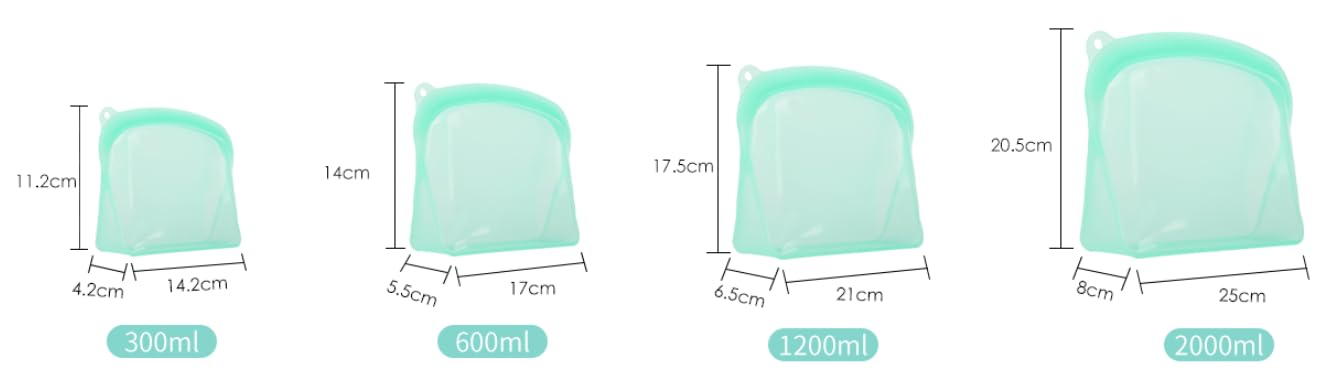 silicone freezer bag 1200ml for meal prep
