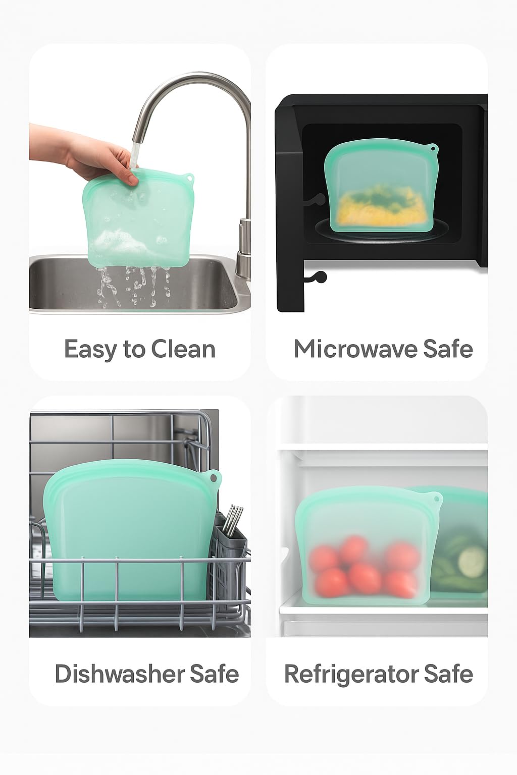 large 2000ml silicone bag for bulk storage
