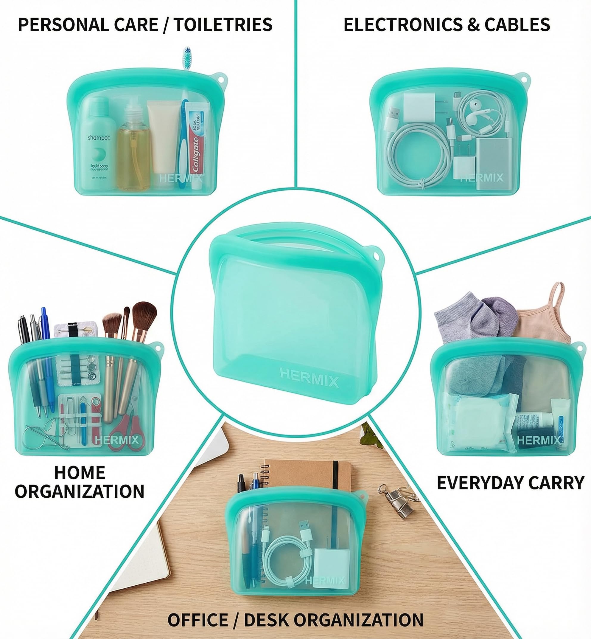 leakproof airtight silicone ziplock bag 300ml