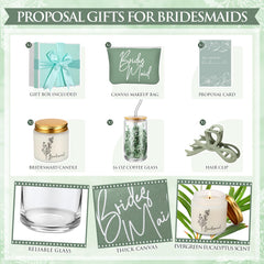 Bridesmaid canvas cosmetic bag with white zipper sage green theme