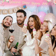 Gender reveal party supplies pink bottles