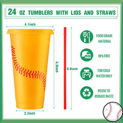 Bulk softball cups color yellow red with lids and straws