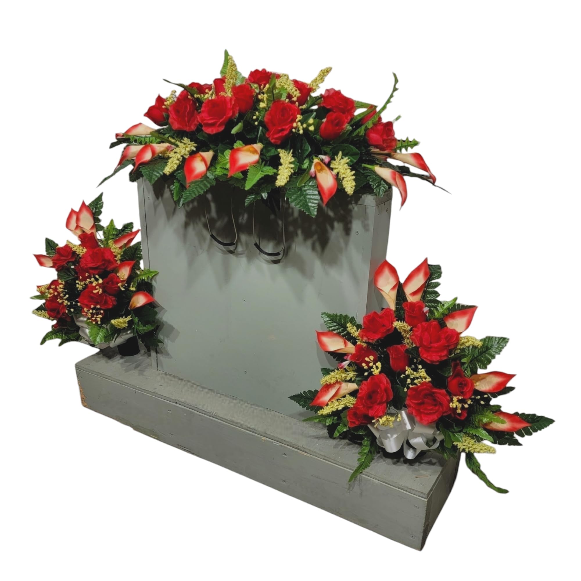Silk faux floral calla lily close up for grave display