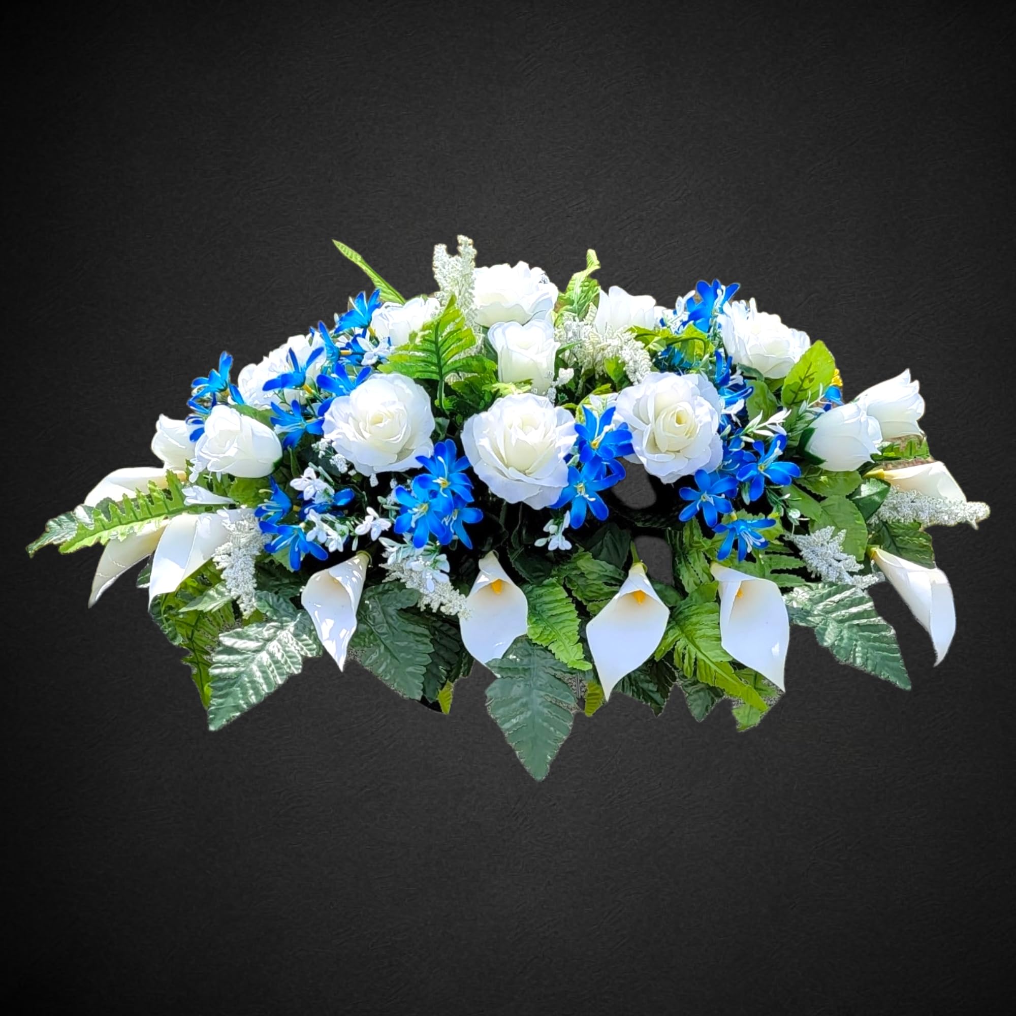 Silk flowers roses babys-breath cemetery display