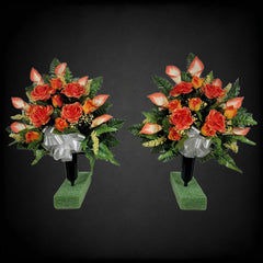 silk faux grave flowers for headstone saddle display