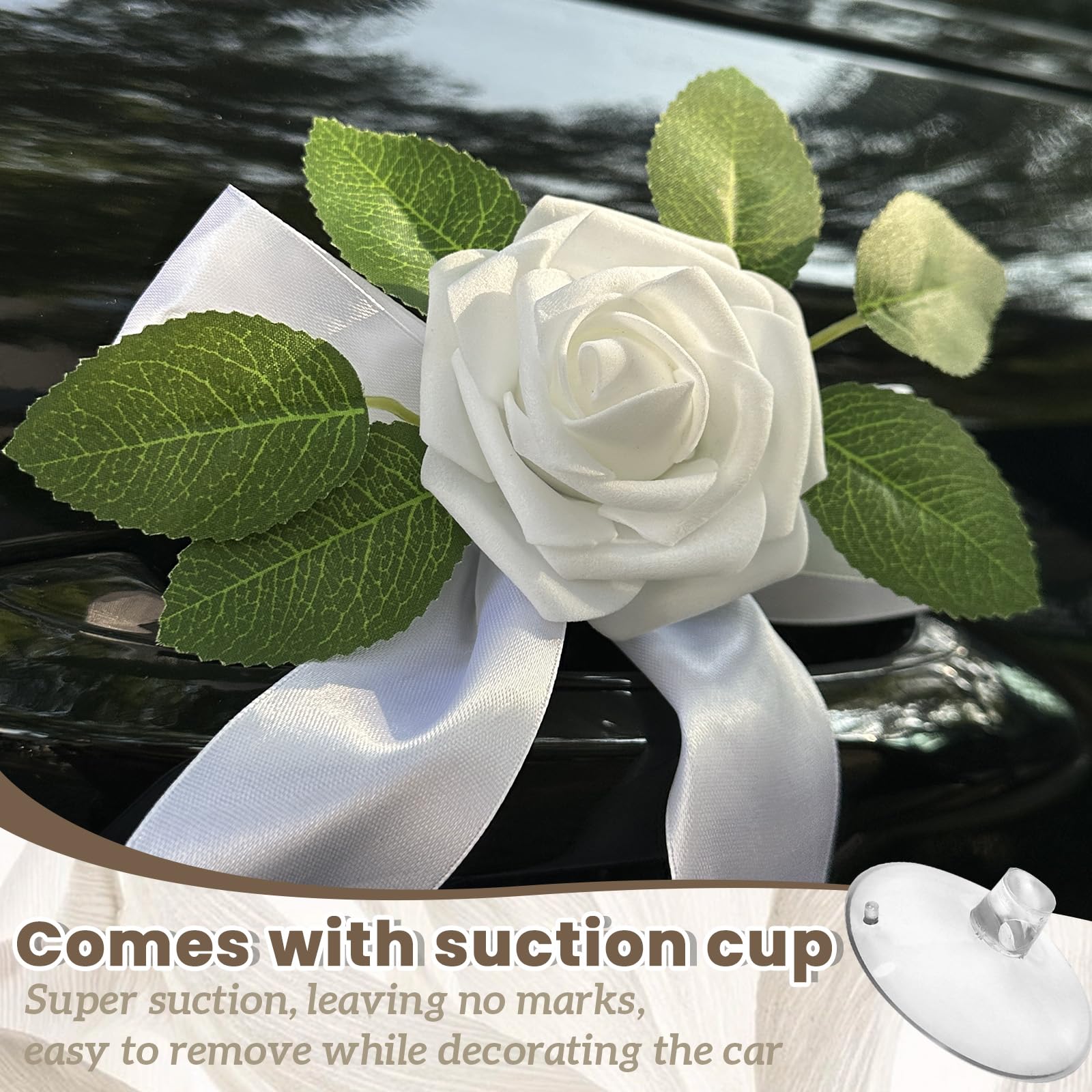 Suction cup car decor set for wedding transportation