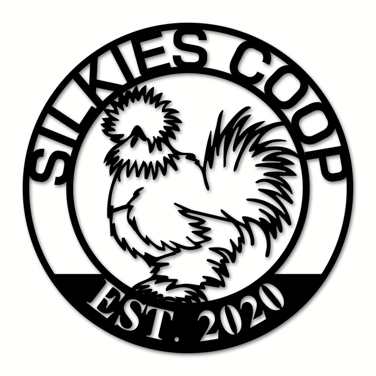 Silkie Chicken Coop Sign laser-cut from 18 gauge steel