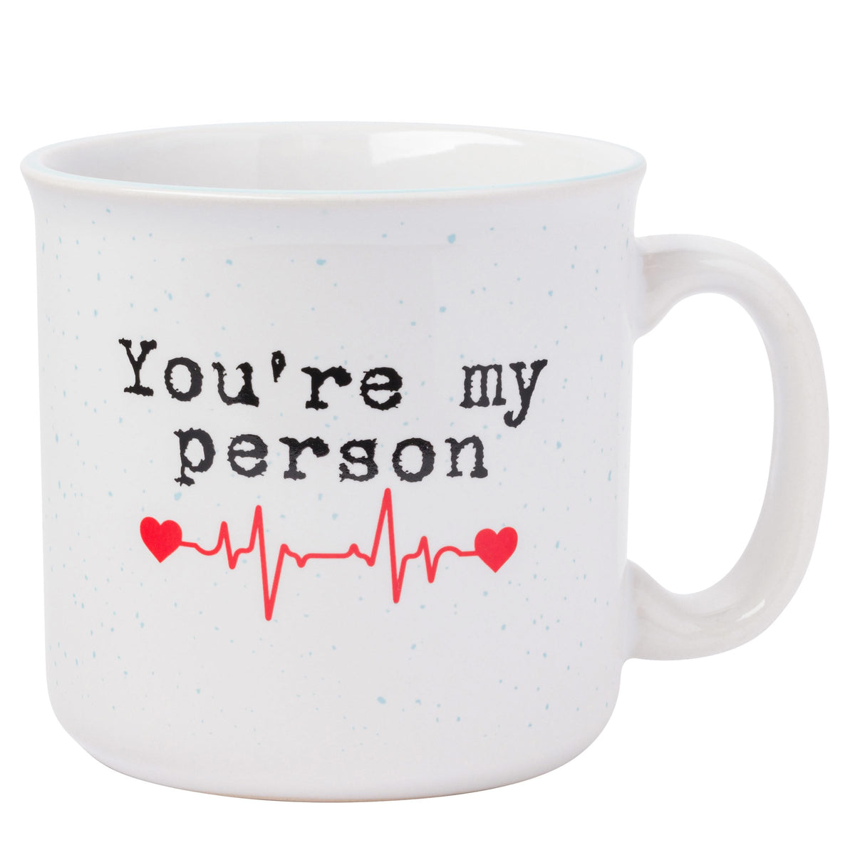 Silver Buffalo Grey's Anatomy You're My Person Ceramic Camper Mug with blue rim