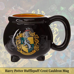 Hufflepuff crest on ceramic cauldron mug