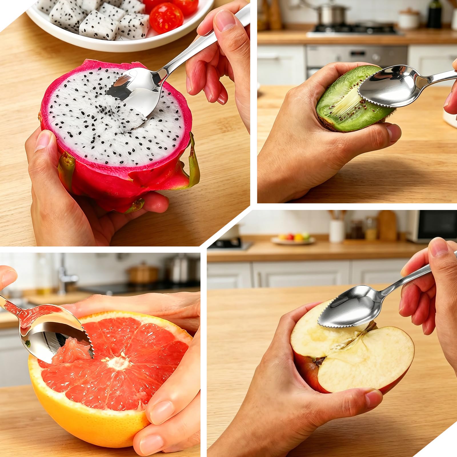 Versatile fruit utensil set for grapefruit and other fruits