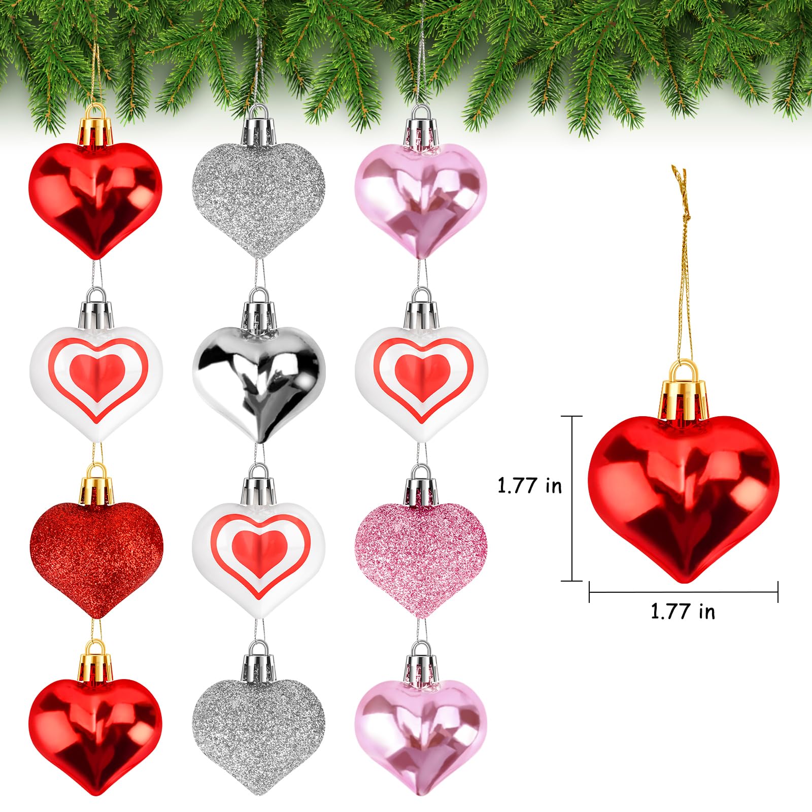 Silver heart ornaments decorative pieces