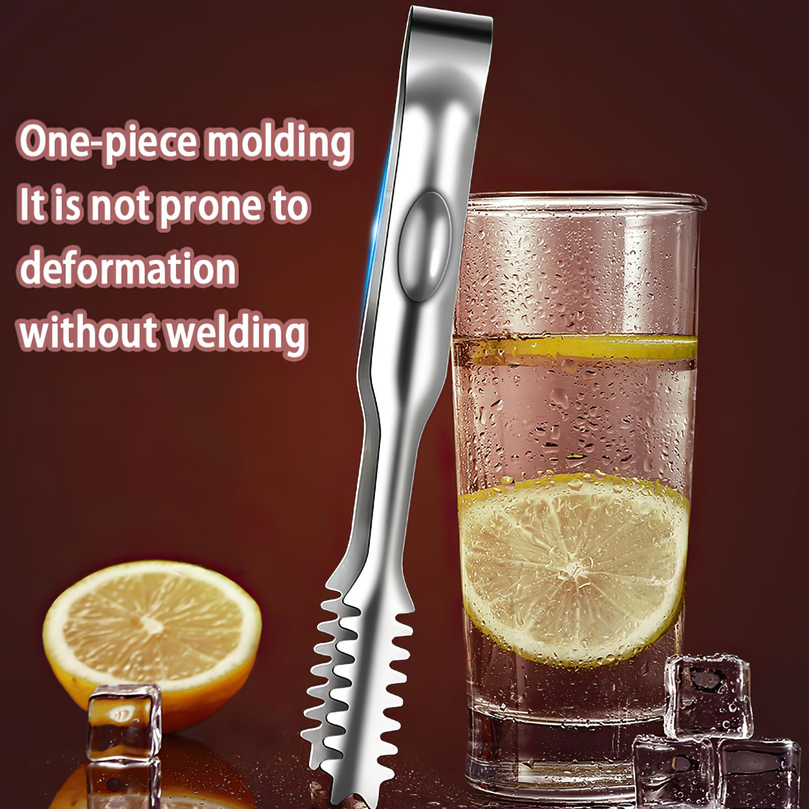 Dishwasher-safe stainless steel ice tongs 7 inch