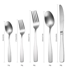 Matte finish silverware with square handle detail