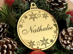 Silver mirror ornament for personalized Christmas tree