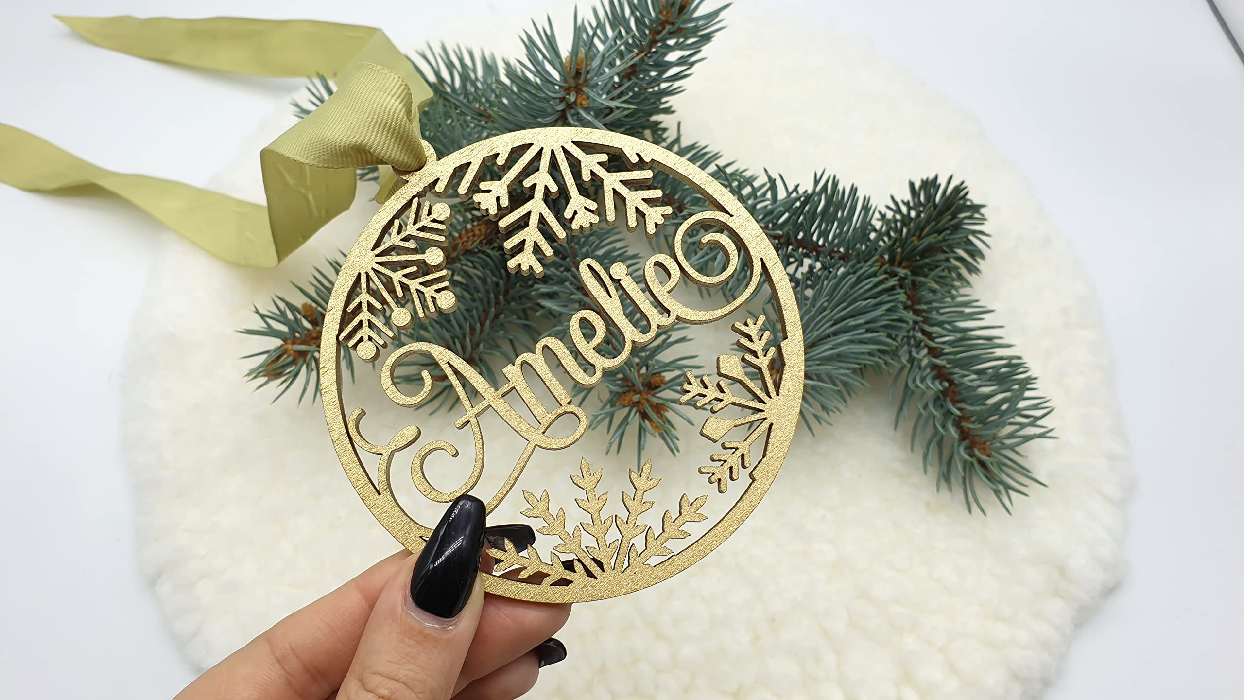 Silver painted Birch plywood ornament finish