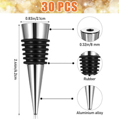 silver stainless steel wine stoppers with rubber seal