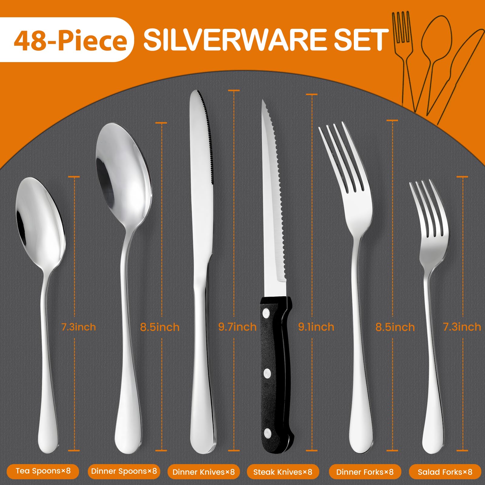 6 compartment organizer tray for flatware drawer