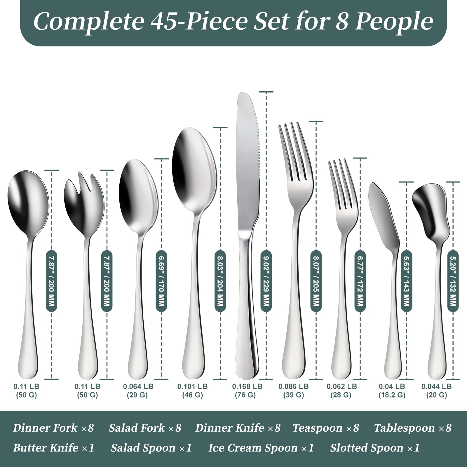 stainless steel flatware dinner and salad forks