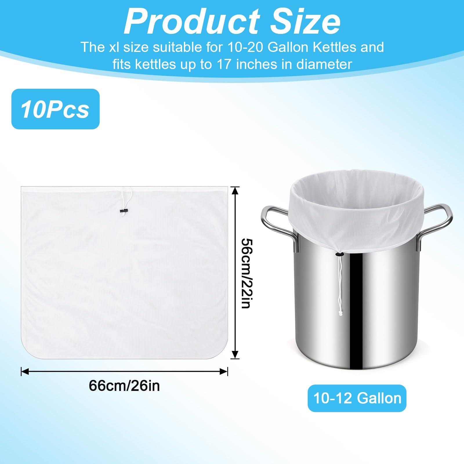 extra large 26x22 inch brew bag shown for home brewing