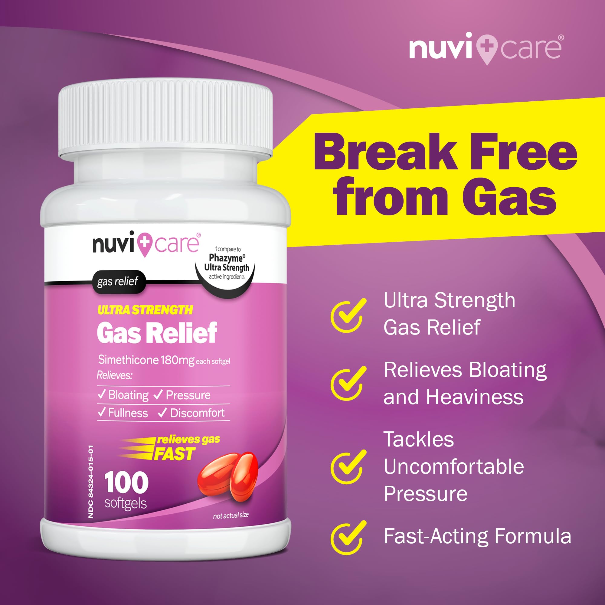 Ultra strength gas relief simethicone 180 mg box