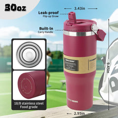 Flip straw lid water bottle 30oz by SIMPLE DRINK