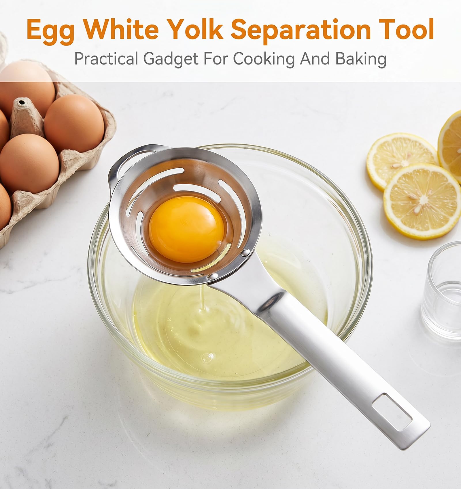 Egg separator with smooth surface for easy cleaning
