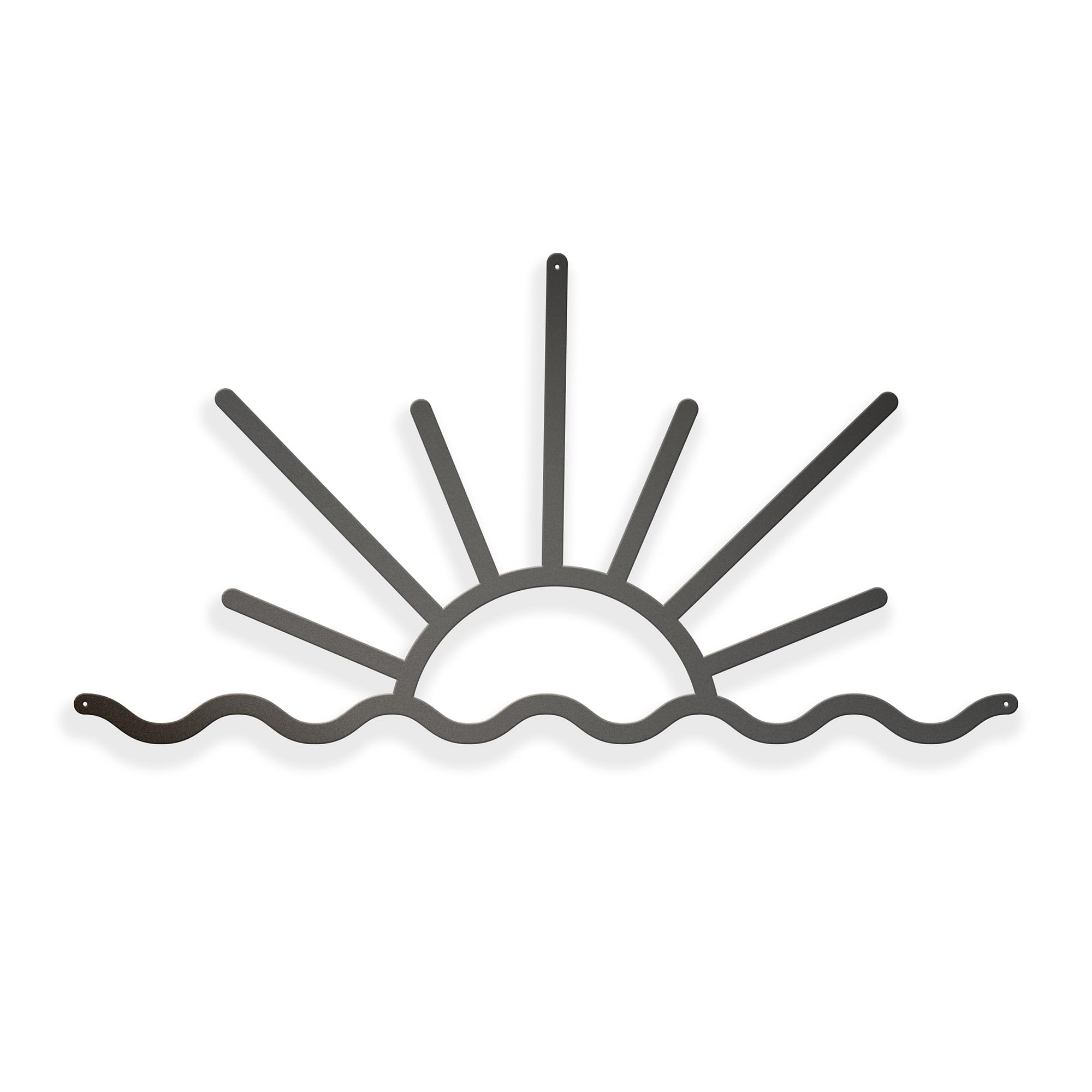 Simple Sun and Waves Metal Wall Hanging front view