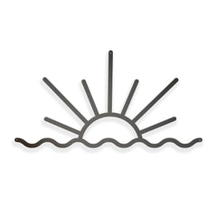 Simple Sun and Waves Metal Wall Hanging front view