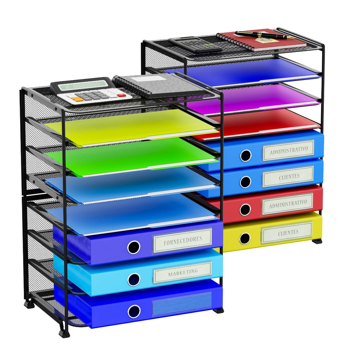 Simple Trending 2 Pack 8 Tier Letter Tray Paper organizer black mesh